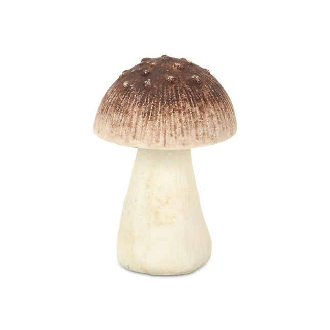6" Red And Off White Cast Iron Mushroom Tabletop Sculpture HomeRoots