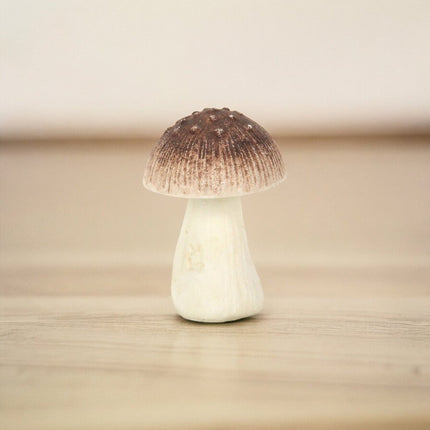 6" Red And Off White Cast Iron Mushroom Tabletop Sculpture HomeRoots