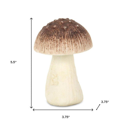 6" Red And Off White Cast Iron Mushroom Tabletop Sculpture HomeRoots