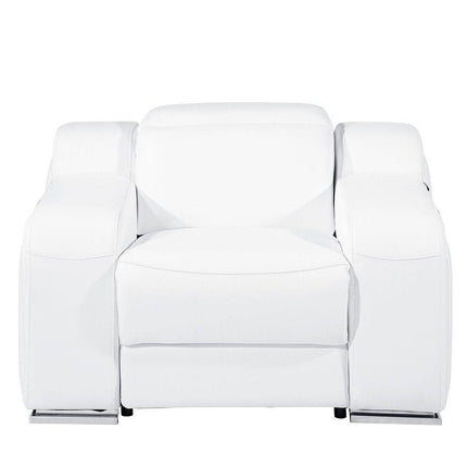 41" White Italian Leather Wall Hugger Recliner With USB HomeRoots