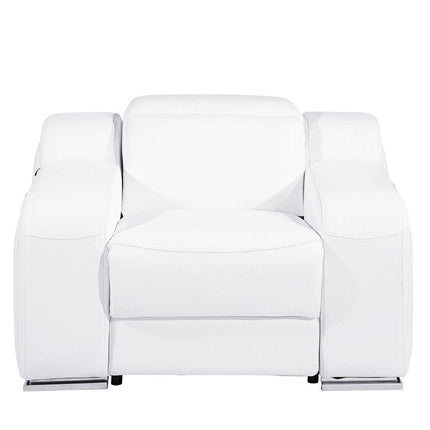 41" White Italian Leather Wall Hugger Recliner With USB HomeRoots