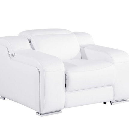 41" White Italian Leather Wall Hugger Recliner With USB HomeRoots
