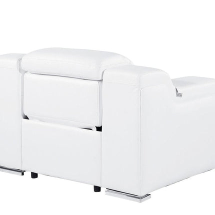 41" White Italian Leather Wall Hugger Recliner With USB HomeRoots