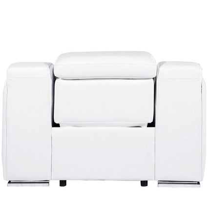 41" White Italian Leather Wall Hugger Recliner With USB HomeRoots