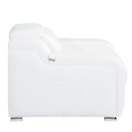 41" White Italian Leather Wall Hugger Recliner With USB HomeRoots