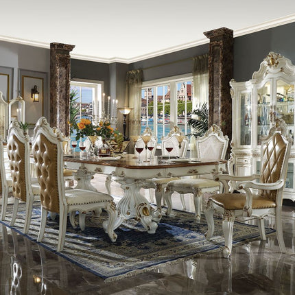 ACME 63460 Picardy Dining Table with Double Pedestal, Antique Pearl & Cherry Oak (1Set/3Ctn)