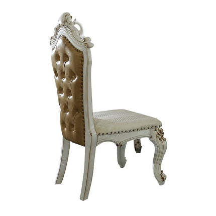 ACME 63462 Picardy Side Chair (Set-2), Fabric/PU & Antique Pearl