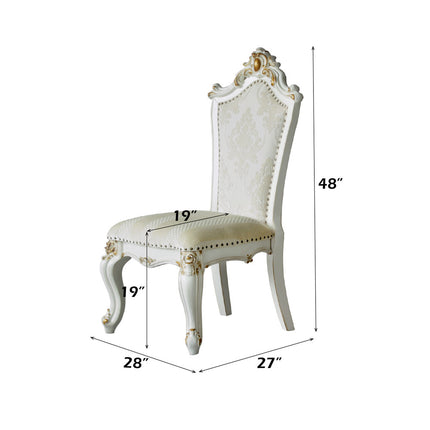 ACME 63462 Picardy Side Chair (Set-2), Fabric/PU & Antique Pearl