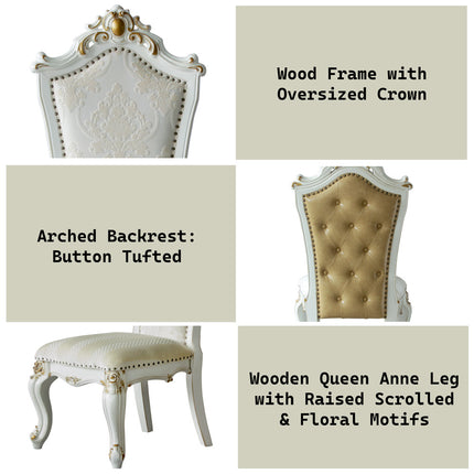 ACME 63462 Picardy Side Chair (Set-2), Fabric/PU & Antique Pearl