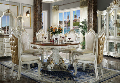 ACME 63470 Picardy Dining Table with Single Pedestal, Antique Pearl & Cherry Oak (1Set/2Ctn) ACME Furniture