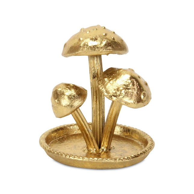 5" Gold Cast Iron Three Mushroom Trinket Tray HomeRoots
