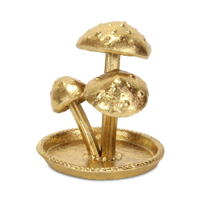 5" Gold Cast Iron Three Mushroom Trinket Tray HomeRoots