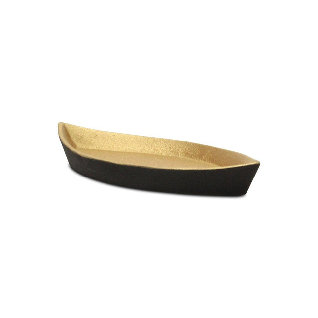 10" Black And Gold Cast Iron Oval Boat Shaped Tray HomeRoots