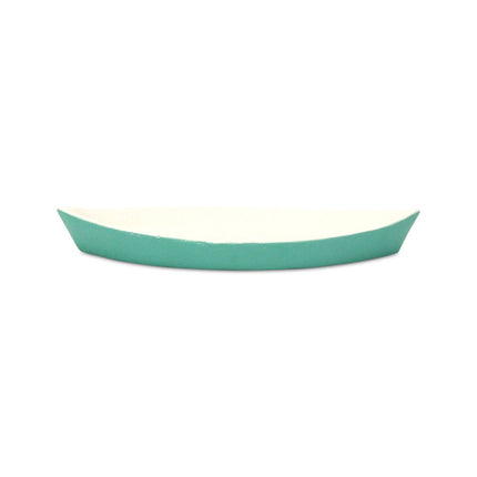 10" Aqua And White Cast Iron Oval Boat Shaped Tray HomeRoots