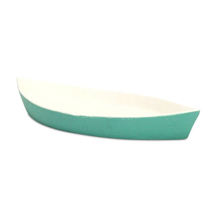 10" Aqua And White Cast Iron Oval Boat Shaped Tray HomeRoots
