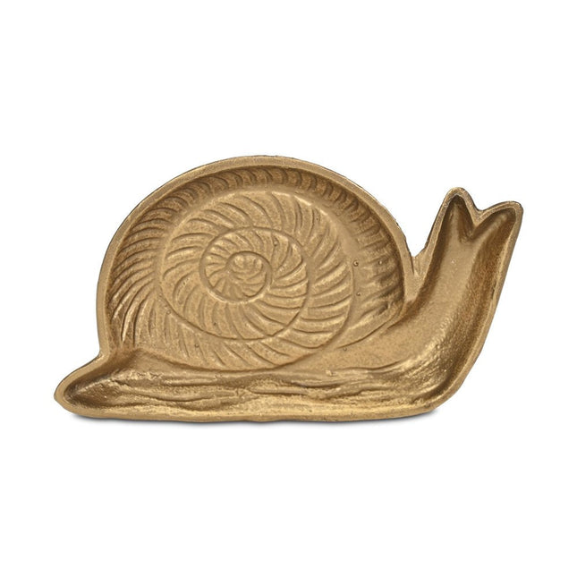 7" Antiqued Gold Cast Iron Snail Trinket Tray HomeRoots