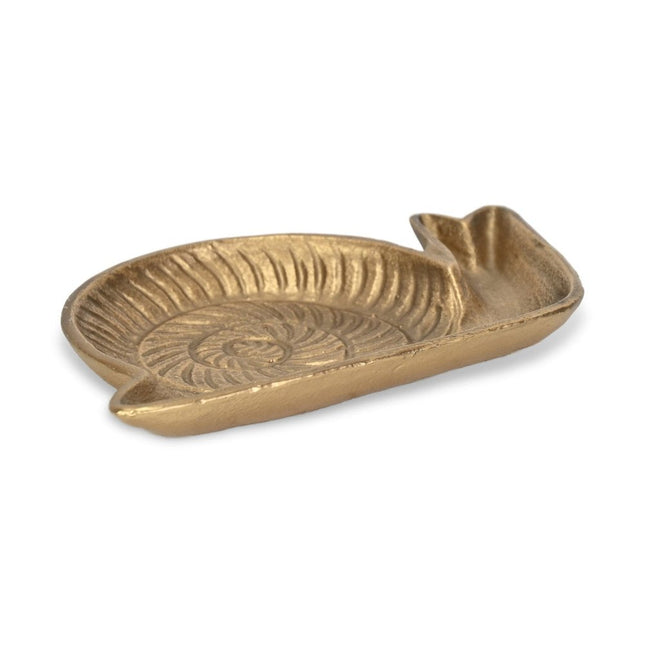 7" Antiqued Gold Cast Iron Snail Trinket Tray HomeRoots