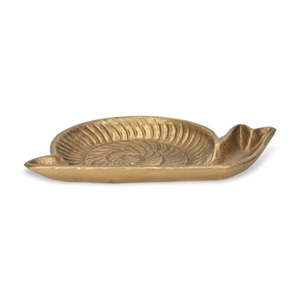 7" Antiqued Gold Cast Iron Snail Trinket Tray HomeRoots