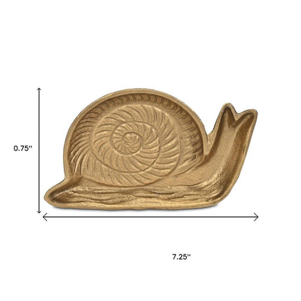 7" Antiqued Gold Cast Iron Snail Trinket Tray HomeRoots