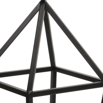 24" Black Geometric Metal Tabletop Lantern Candle Holder HomeRoots