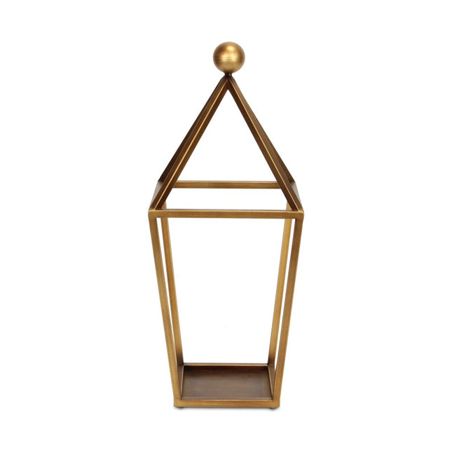 24" Gold Geometric Metal Tabletop Lantern Candle Holder
