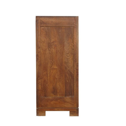 102" Dark Brown Solid Wood Carved Geometric Sideboard With Four Doors HomeRoots