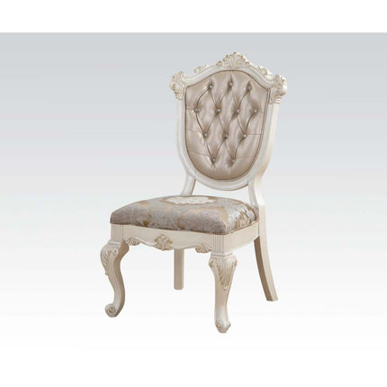 ACME 63542 Chantelle Side Chair (Set-2), Rose Gold PU & Pearl White