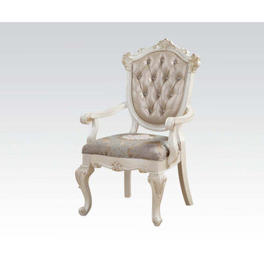 ACME 63543 Chantelle Arm Chair (Set-2), Rose Gold PU & Pearl White ACME Furniture