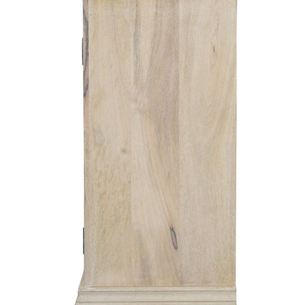 72" White Solid Wood Carved Floral Sideboard With Three Doors HomeRoots