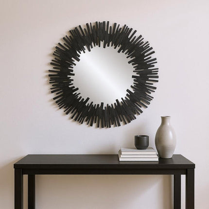 36" Black Wood Sunburst Framed Accent Mirror HomeRoots