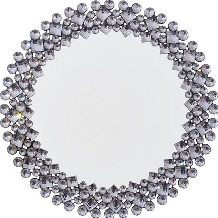 20" Silver Round Faux Crystal Bling Framed Accent Mirror HomeRoots