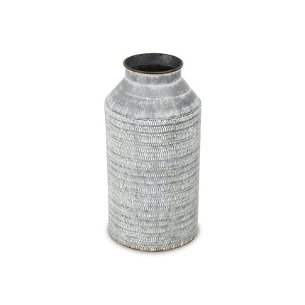 13" Gray Galvanized Metal Geometric Patterned Jug Vase HomeRoots
