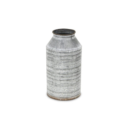10" Gray Galvanized Metal Geometric Patterned Jug Vase HomeRoots