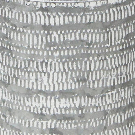 10" Gray Galvanized Metal Geometric Patterned Jug Vase
