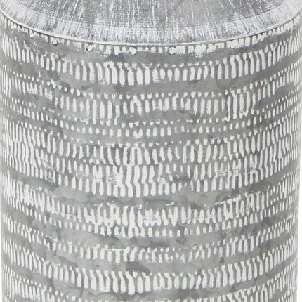 10" Gray Galvanized Metal Geometric Patterned Jug Vase