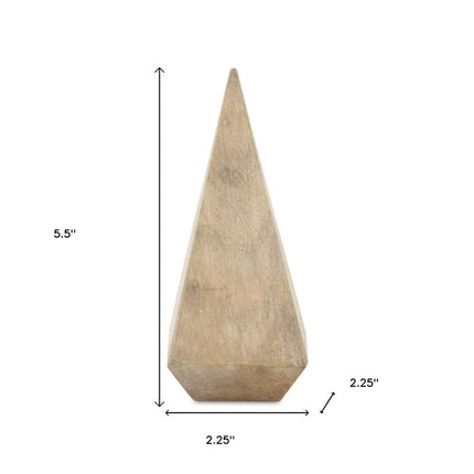 6" Natural Solid Wood Pyramid Decorative Sculpture HomeRoots