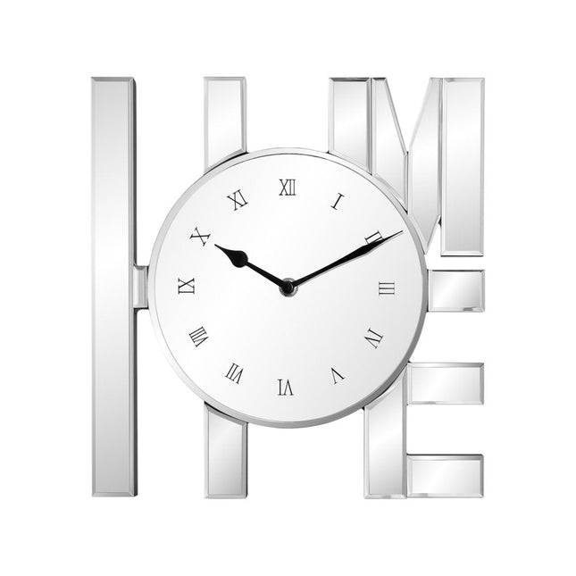 14" Silver Mirrored Glass Silent Analog Home Wall Clock HomeRoots