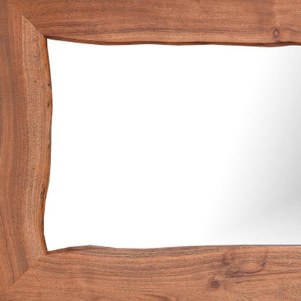 24" Brown Solid Wood Live Edge Freestanding and Wall Mount Accent Mirror HomeRoots