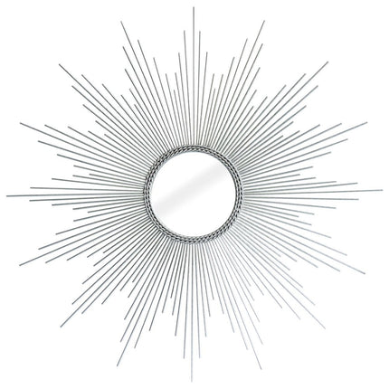 32" Silver Metal Sunburst Geometric Framed Accent Mirror