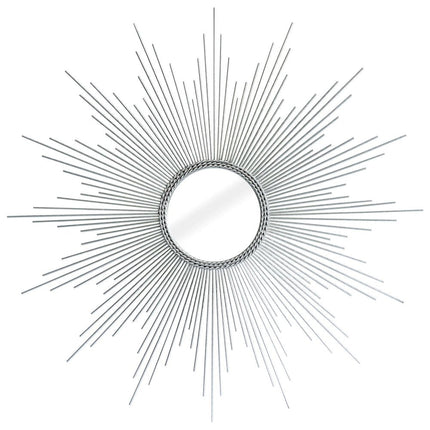 32" Silver Metal Sunburst Geometric Framed Accent Mirror HomeRoots