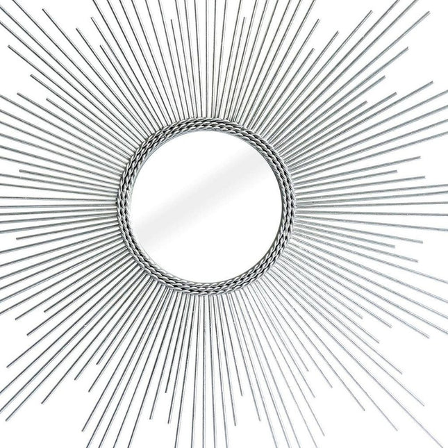32" Silver Metal Sunburst Geometric Framed Accent Mirror HomeRoots