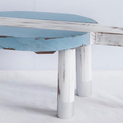 10" Blue And White Solid Wood Handmade Round Riser HomeRoots