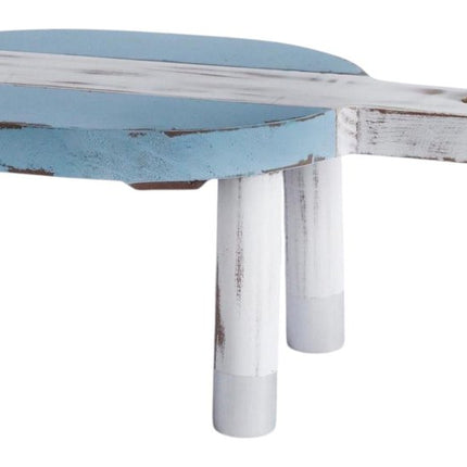 10" Blue And White Solid Wood Handmade Round Riser HomeRoots