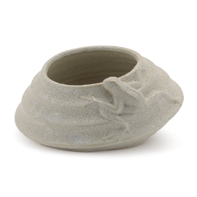 Set of Two Beige Porcelain 1 Ounce Frog Round Pot Planters HomeRoots