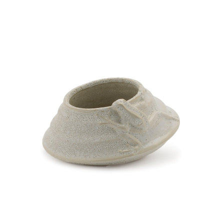 Set of Two Beige Porcelain 1 Ounce Frog Round Pot Planters HomeRoots