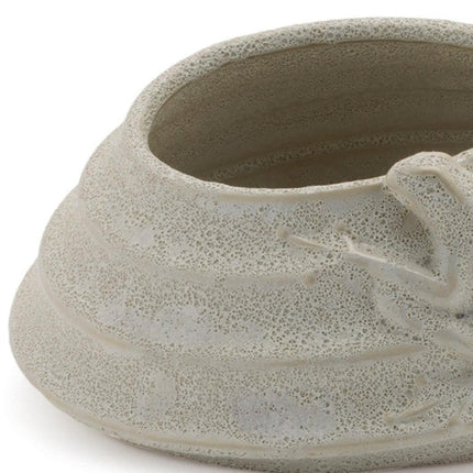 Set of Two Beige Porcelain 1 Ounce Frog Round Pot Planters HomeRoots