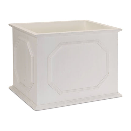 Set of Three White Wood Geometric Rectangular Planter Boxes HomeRoots