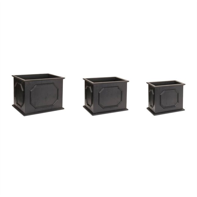Set of Three Black Wood 1 Ounce Geometric Rectangular Planter Boxes HomeRoots