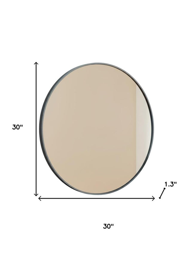 30" Black Metal Round Framed Bathroom Vanity Mirror HomeRoots