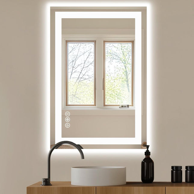 24" Clear Lighted Frameless Bathroom Vanity Mirror